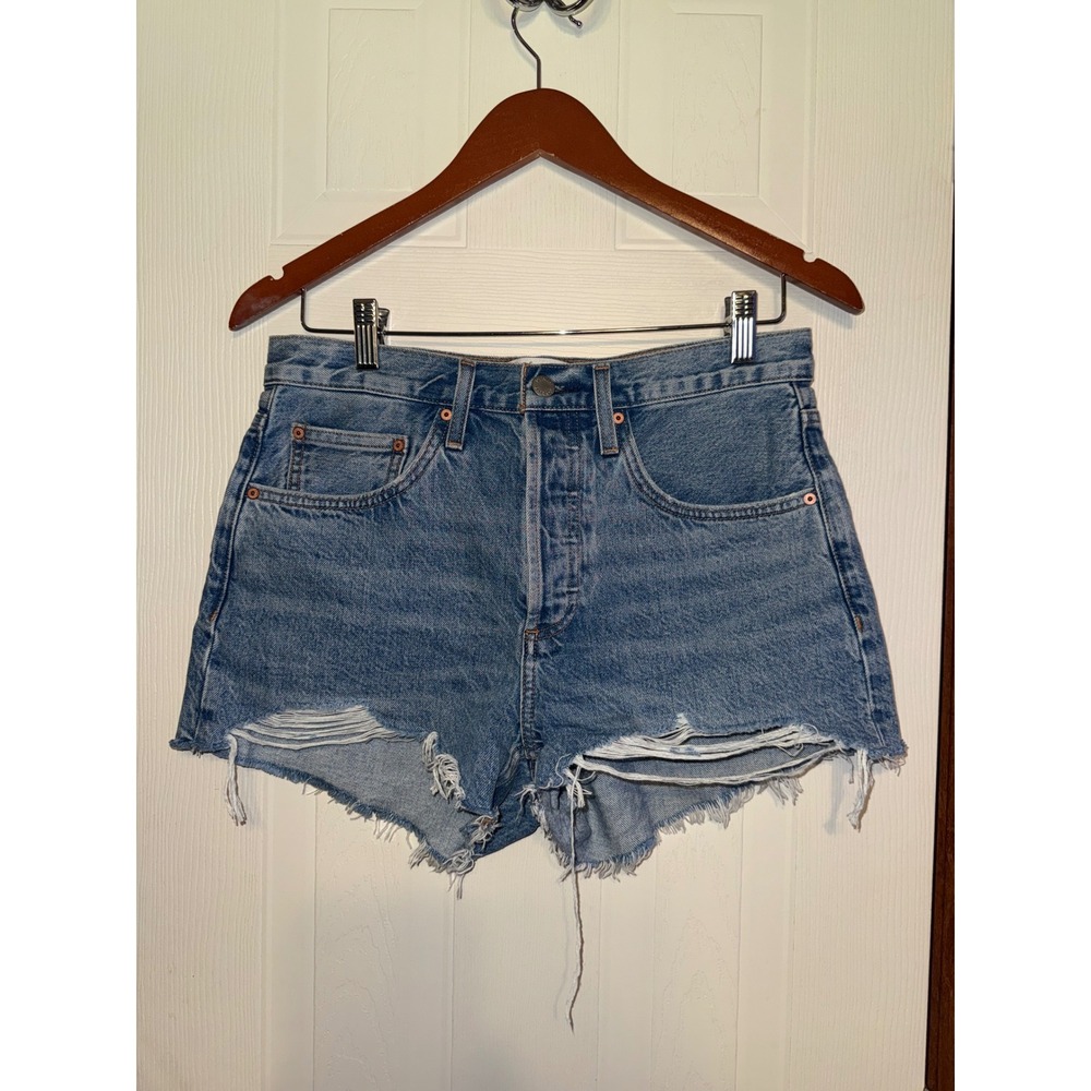 Denim Forum The 90s Vintage Cut-Off Short Medium Wash Distressed Size 27
